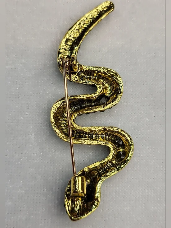 New Green Rhinestone Snake Brooch / Pin - Picture 2 of 3